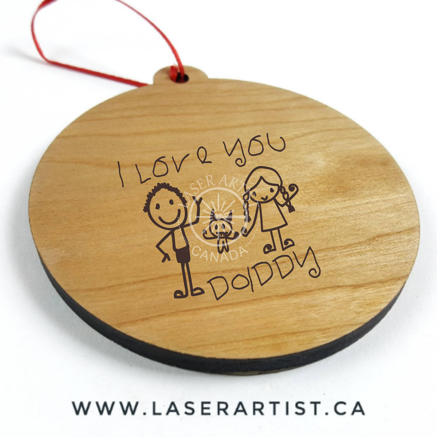 Personalized Holiday Ornament with Engraved Custom Drawing or Handwriting - Laser Artist - Canada